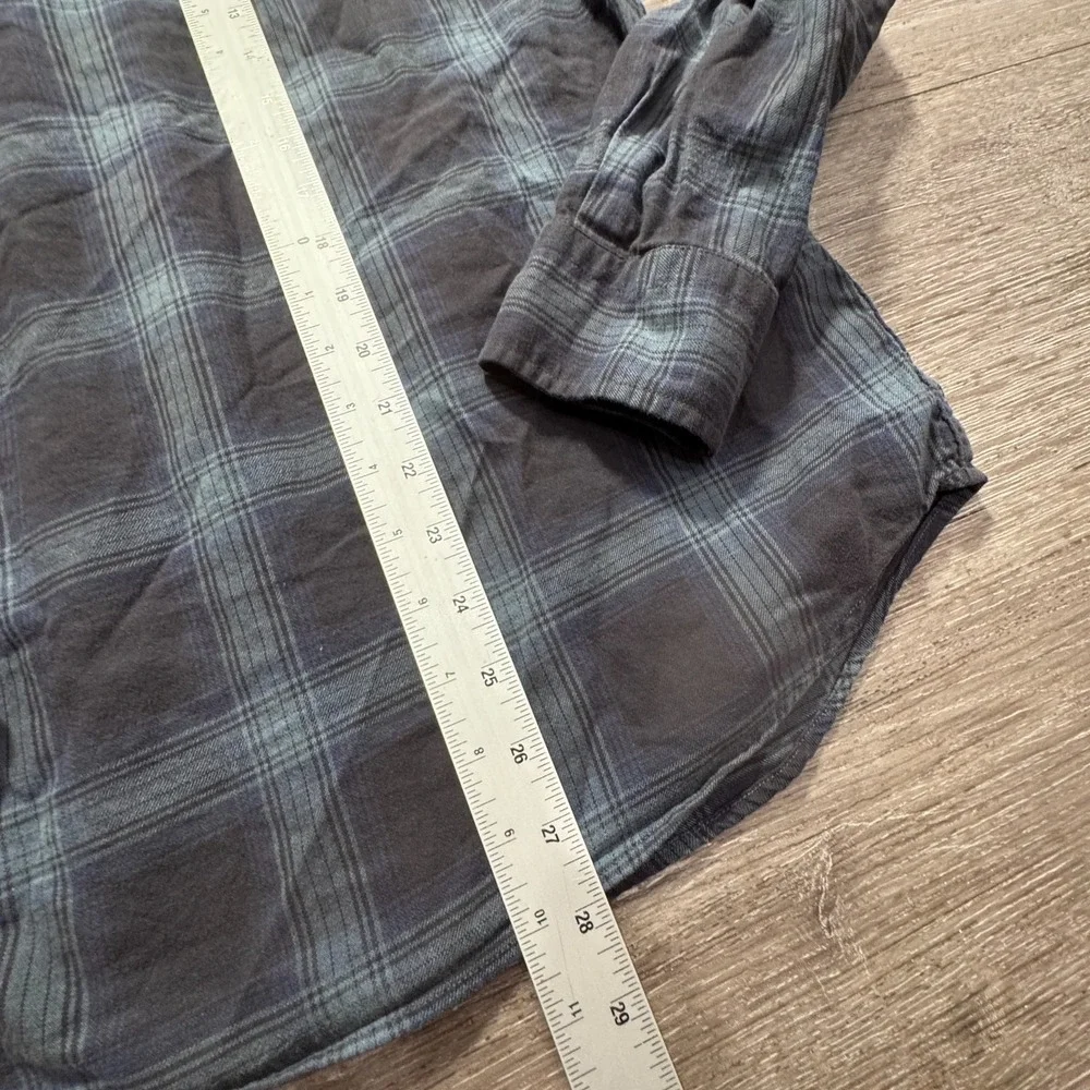 Banana Republic‎ Shirt Mens M Blue Plaid Luxe Flannel 100% Cotton Slim Heritage